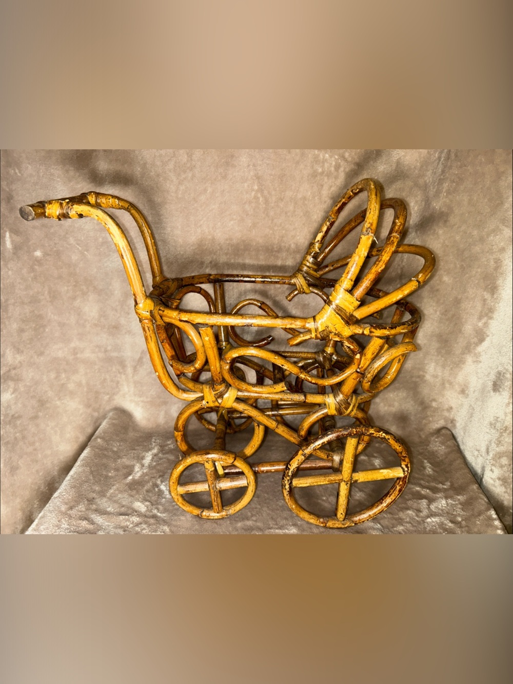 Vintage Wicker Rattan Baby Carriage Cottagecore Nursery Decor Basket  Whimsical